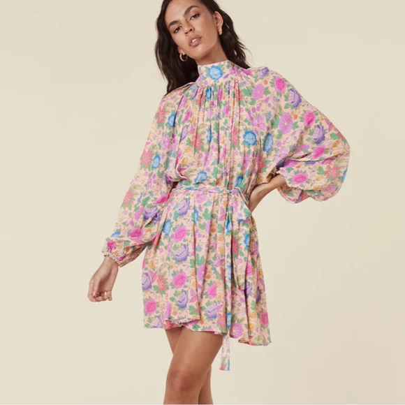 SOLD// Spell Mossy High Neck Mini Dress - Picture 6 of 15